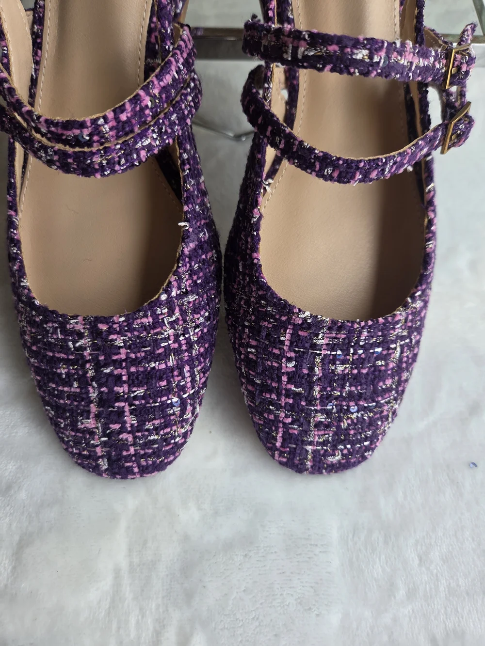 💜 CUSHIONAIRE Password Purple Tweed Mary Jane Flats Women’s 7.5M